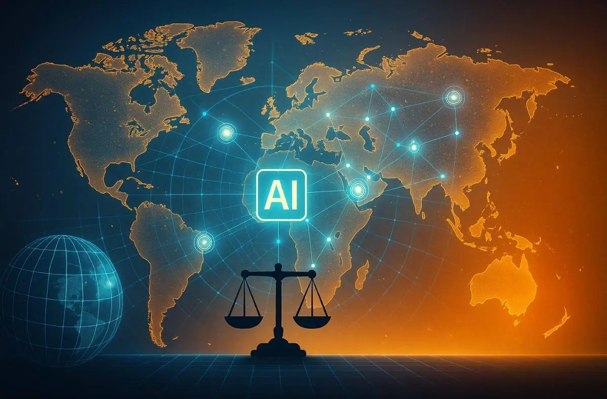 The Global AI Regulatory Landscape, showing global governance and awakened leadership vision