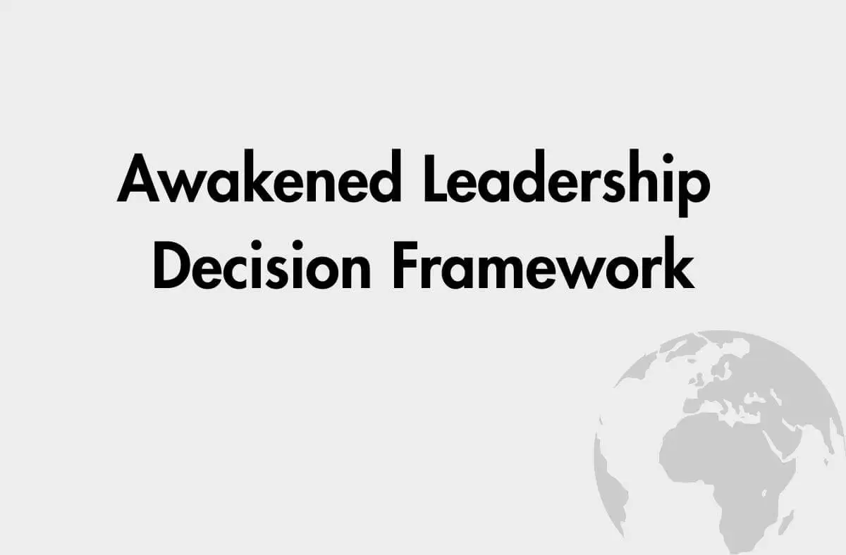 Awakened Leadership Decision Framework visual banner showing global perspective and clarity in leadership decisions.