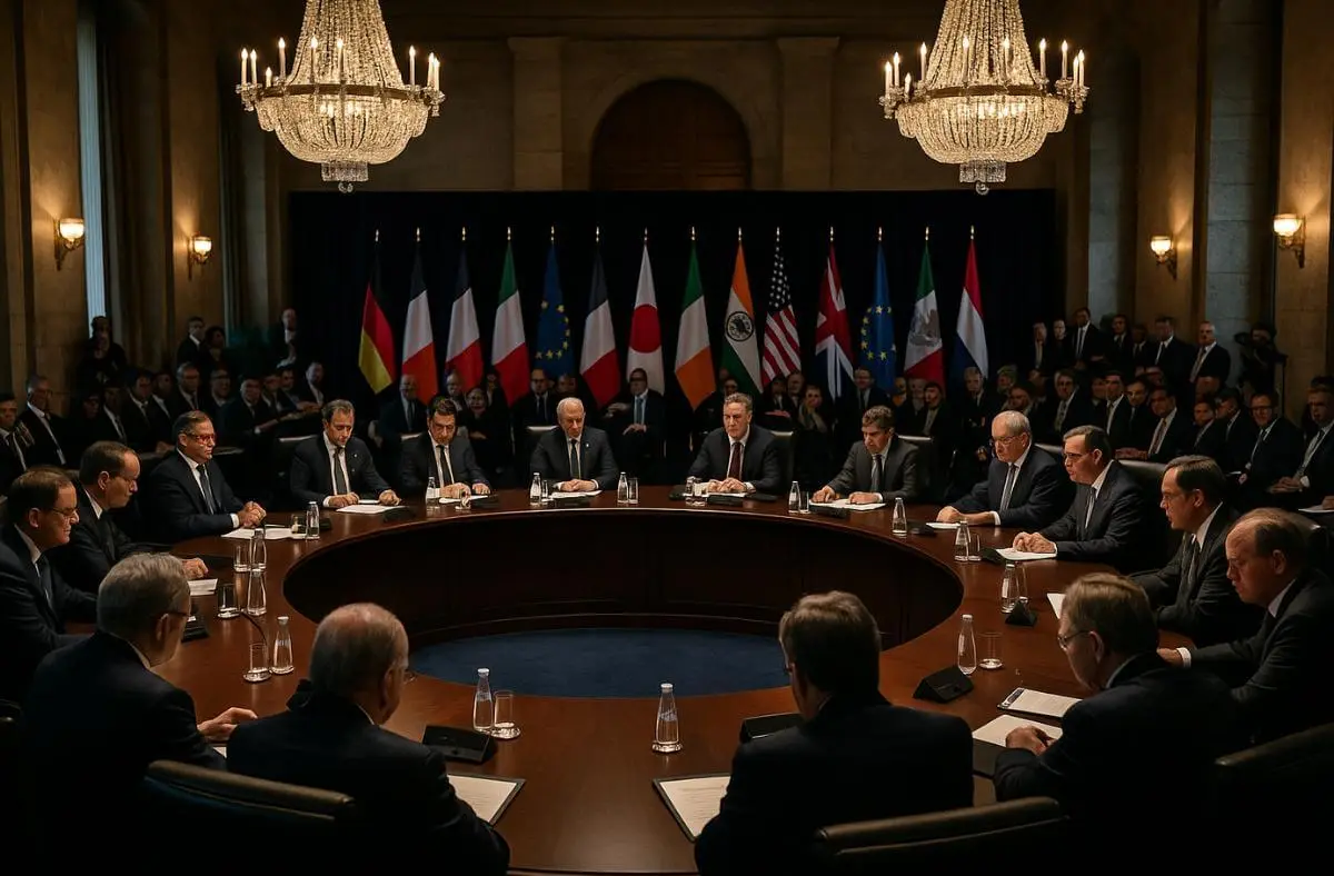 Symbolic depiction of global summit collapse reflecting the Future of Peace and Awakened Diplomacy