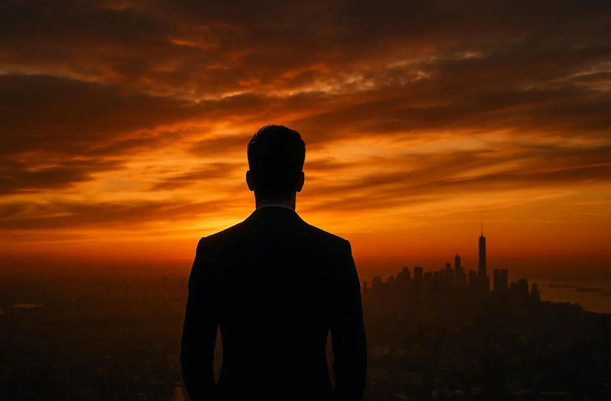 Leadership in the Age of Noise symbolized by a leader standing above chaos.