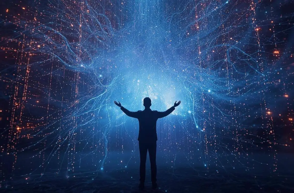 Human leader guiding powerful AI generated code network